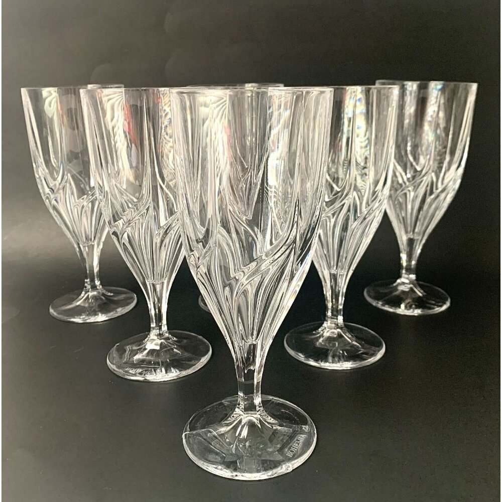 6 Bohemia Crystal Iced Tea Water Glasses Mistral Mikasa Cocktail Vintage Barware